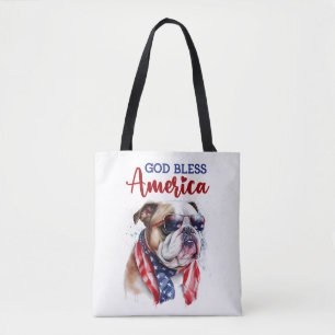 Patriotic Dog-Bulldog Tote Bag
