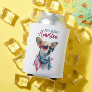 Patriotic Dog-Chihuahua Can Cooler