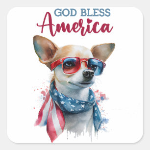 Patriotic Dog-Chihuahua Square Sticker
