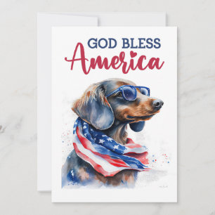 Patriotic Dog-Dachshund 4th of July Card