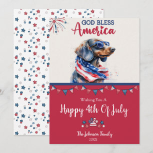 Patriotic Dog-Dachshund 4th of July Card