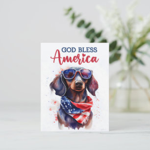 Patriotic Dog-Dachshund 4th of July Card