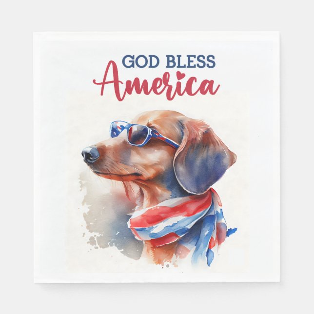 Patriotic Dog-Dachshund Napkin (Front)