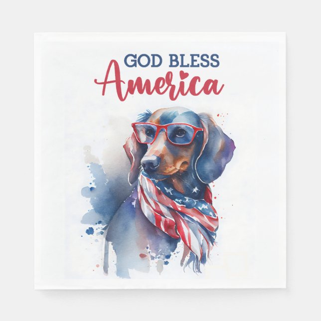 Patriotic Dog-Dachshund Napkin (Front)