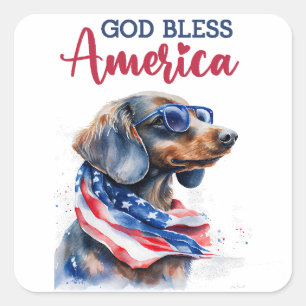 Patriotic Dog-Dachshund Square Sticker