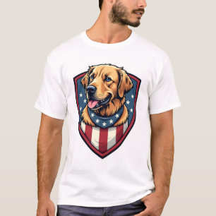 Patriotic Dog Dad Golden Retriever Engraving Shirt