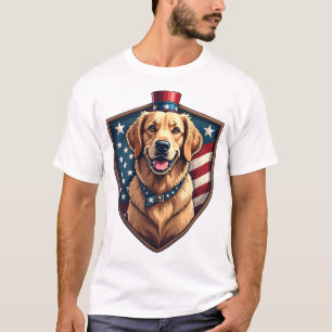 Patriotic Dog Dad Golden Retriever Engraving Shirt