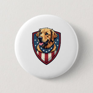Patriotic Dog Dad Golden Retriever Engraving Shirt 6 Cm Round Badge