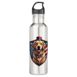 Patriotic Dog Dad Golden Retriever Engraving Shirt 710 Ml Water Bottle