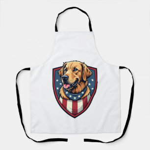 Patriotic Dog Dad Golden Retriever Engraving Shirt Apron