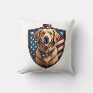 Patriotic Dog Dad Golden Retriever Engraving Shirt Cushion