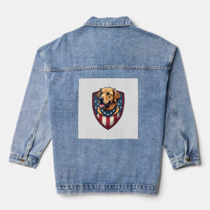 Patriotic Dog Dad Golden Retriever Engraving Shirt Denim Jacket