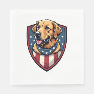 Patriotic Dog Dad Golden Retriever Engraving Shirt Napkin