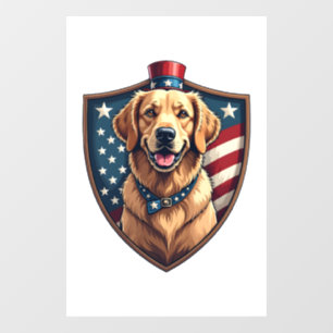 Patriotic Dog Dad Golden Retriever Engraving Shirt Window Cling