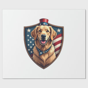 Patriotic Dog Dad Golden Retriever Engraving Shirt Wrapping Paper
