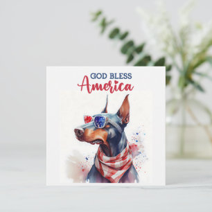 Patriotic Dog- Doberman 4th of July Card