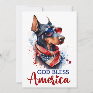 Patriotic Dog- Doberman 4th of July Card