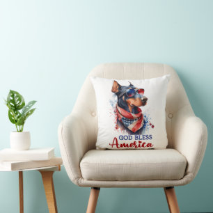 Patriotic Dog- Doberman Cushion
