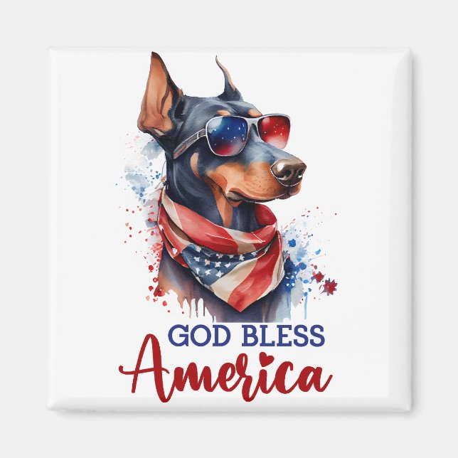 Patriotic Dog- Doberman Magnet (Front)