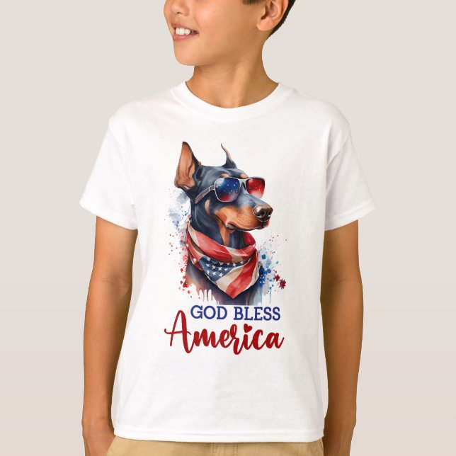 Patriotic Dog- Doberman T-Shirt (Front)