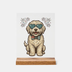 Patriotic Dog Fireworks Vintage Shirt Design (2)_1 Acrylic Sign