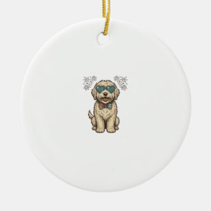 Patriotic Dog Fireworks Vintage Shirt Design (2)_1 Ceramic Tree Decoration
