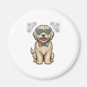 Patriotic Dog Fireworks Vintage Shirt Design (2)_1 Magnet