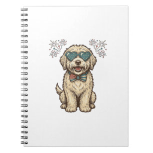 Patriotic Dog Fireworks Vintage Shirt Design (2)_1 Notebook