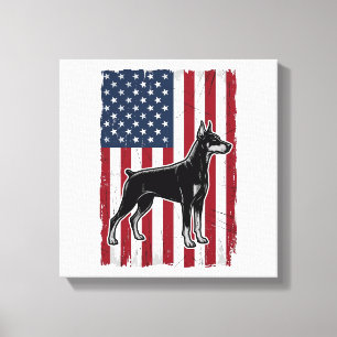 Patriotic Dog Flag Vintage Vector Shirt Design_1 Canvas Print