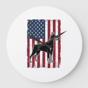 Patriotic Dog Flag Vintage Vector Shirt Design_1 Large Clock
