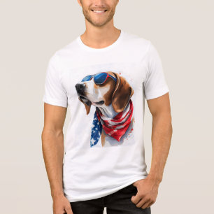 Patriotic Dog  Foxhound 4th Of July Tri-Blend Shirt