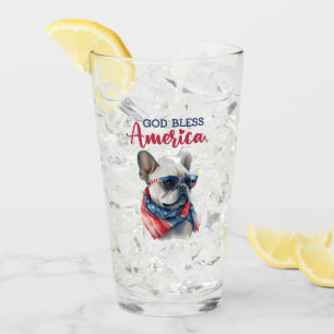 Patriotic Dog- French Bulldog Glass