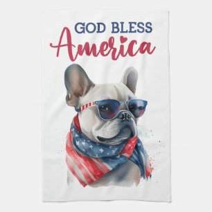 Patriotic Dog- French Bulldog Tea Towel