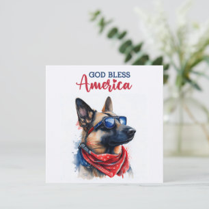 Patriotic Dog-German Shepherd 4th of July Card