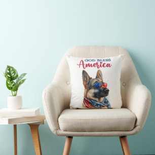 Patriotic Dog-German Shepherd Cushion