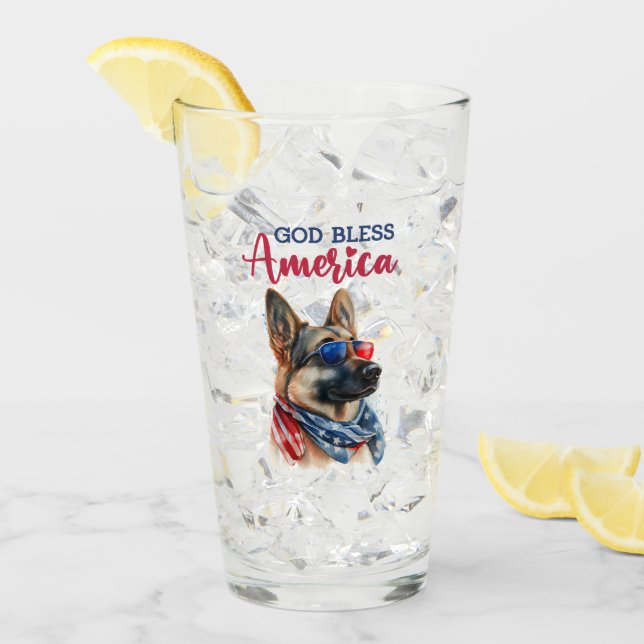 Patriotic Dog-German Shepherd Glass (Front Ice)