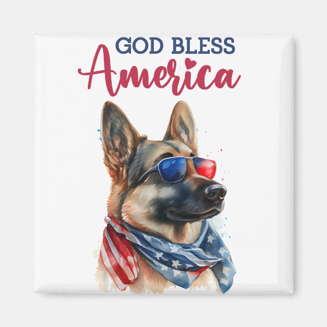 Patriotic Dog-German Shepherd Magnet (Front)