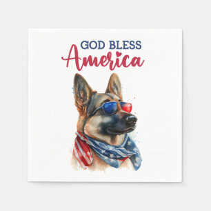 Patriotic Dog-German Shepherd Napkin