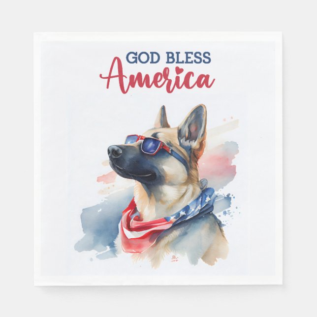 Patriotic Dog-German Shepherd Napkin (Front)