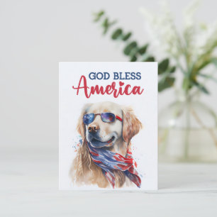 Patriotic Dog- Golden Retriever 4th of July Card