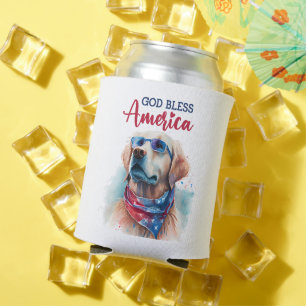 Patriotic Dog-Golden Retriever Can Cooler