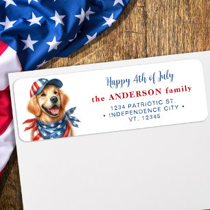 Patriotic Dog Golden Retriever Cute Return Address