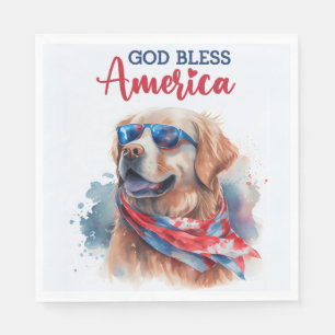 Patriotic Dog-Golden Retriever Napkin