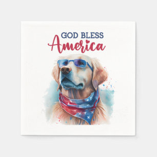 Patriotic Dog-Golden Retriever Napkin