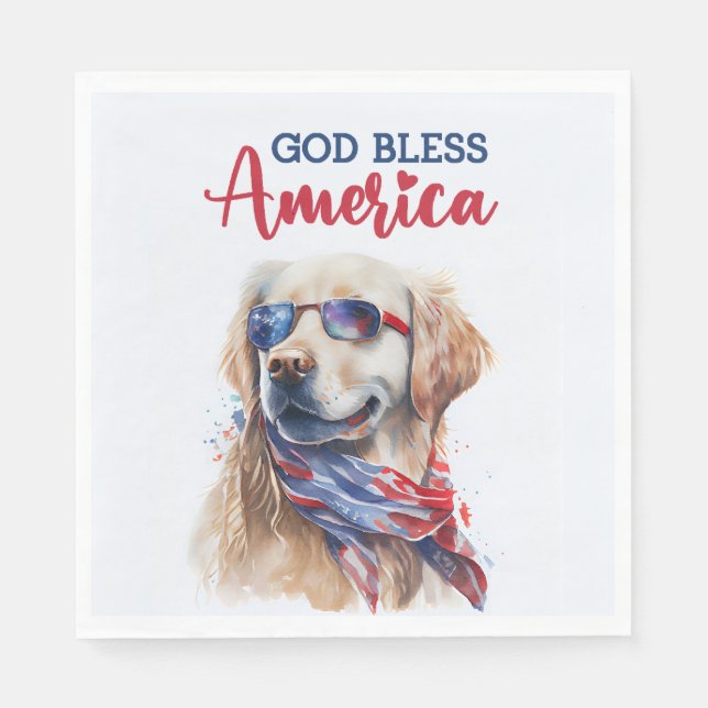 Patriotic Dog-Golden Retriever Napkin (Front)