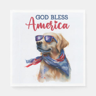 Patriotic Dog-Golden Retriever Napkin