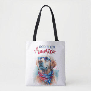 Patriotic Dog-Golden Retriever Tote Bag
