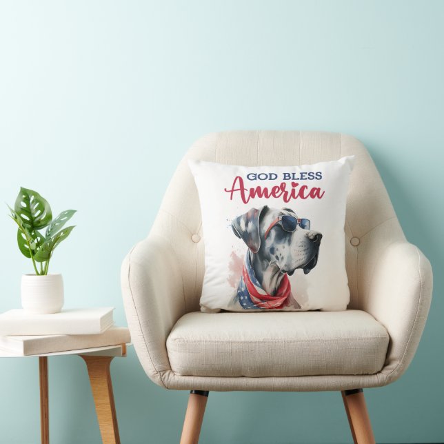 Patriotic Dog-Great Dane Cushion (Chair)