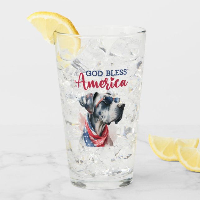 Patriotic Dog-Great Dane Glass (Front Ice)
