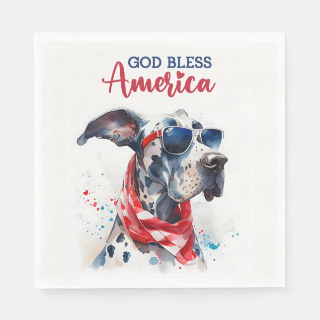Patriotic Dog-Great Dane Napkin (Front)